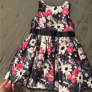 Floral Sleeveless Kids Dress - Black, White, Pink